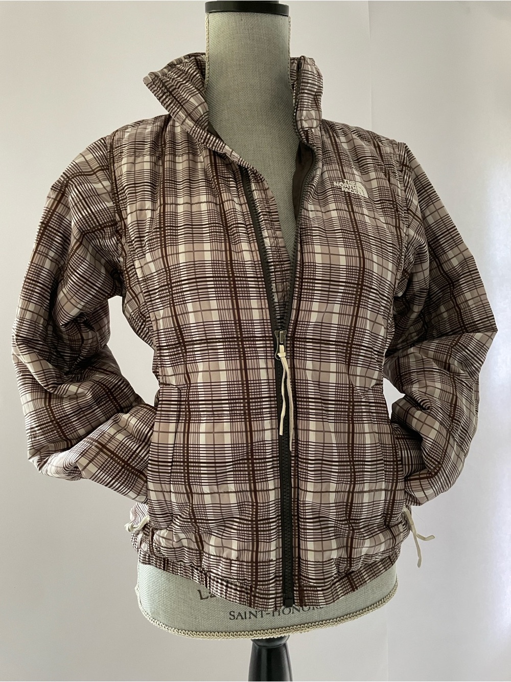 The North Face Women’s Brown Plaid Packable Puff Jacket